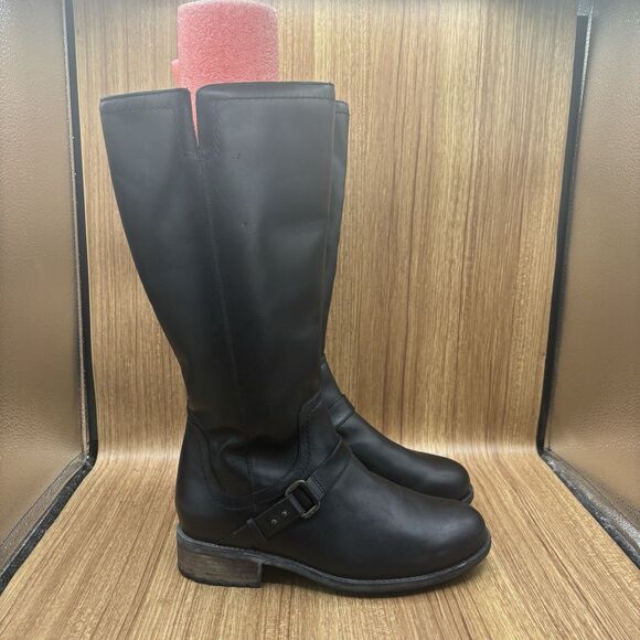 UGG DAHLEN BLACK LEATHER RIDING WATER RESISTANT‎ BOOTS US 11 / EU 42 / UK 9.5